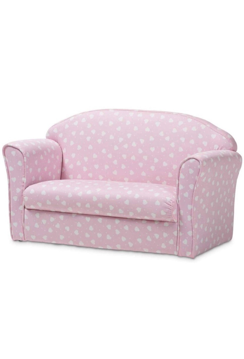 Baxton Studio Erica Modern & Contemporary Pink & White Heart Patterned Kids Sofa