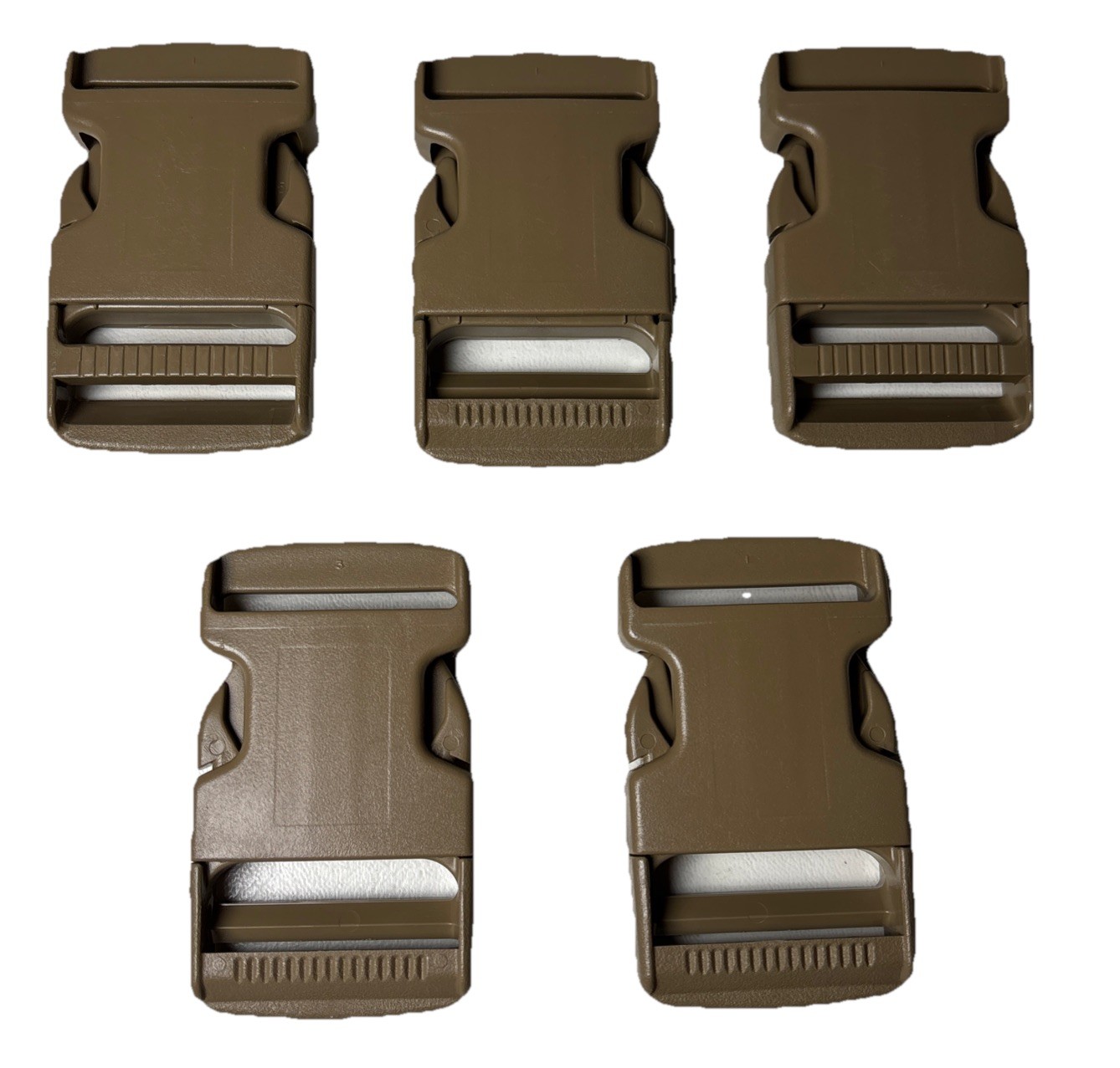 Dura Flex 1.5 Inch or 38mm Quick Side Release Buckle Coyote Brown Flat Lot of 5