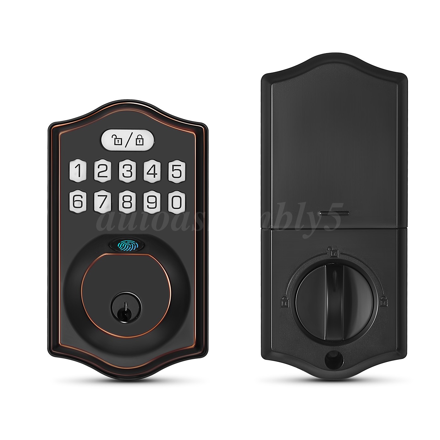 Fingerprint Door Lock Keyless Entry Electronic Keypad Deadbolt Smart Lock Black