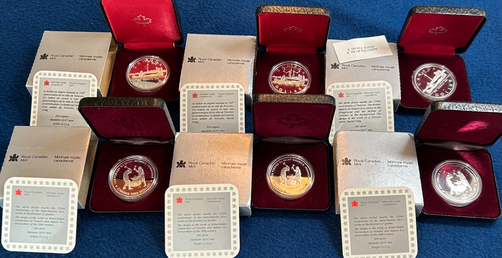 Lot 6 Canada Proof Silver .500 Dollar 1984 Toronto 1988 Maurice Ironworkers