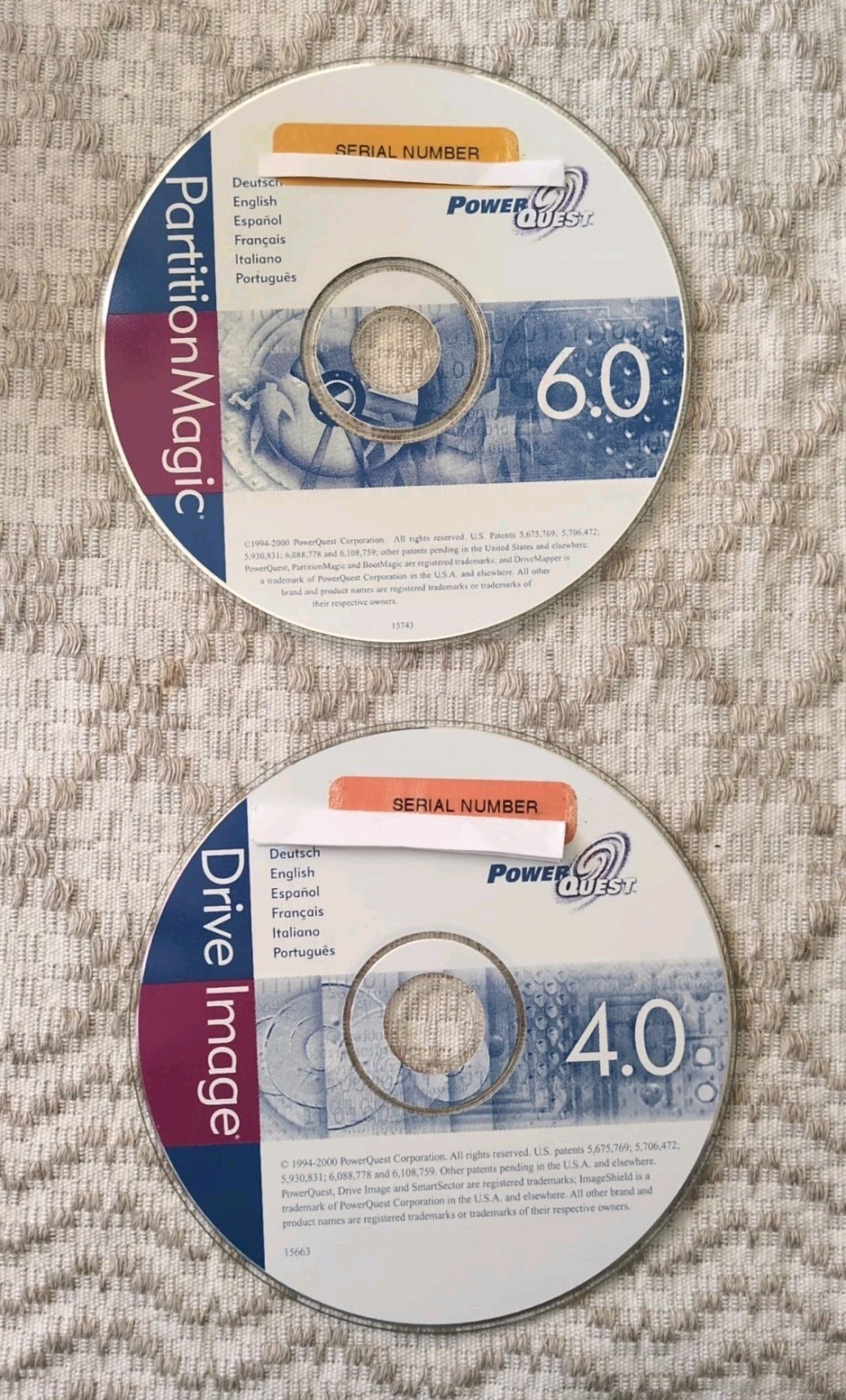 PartionMagic 6.0 and Drive Image 4.0 Power Quest Discs only with serial numbers