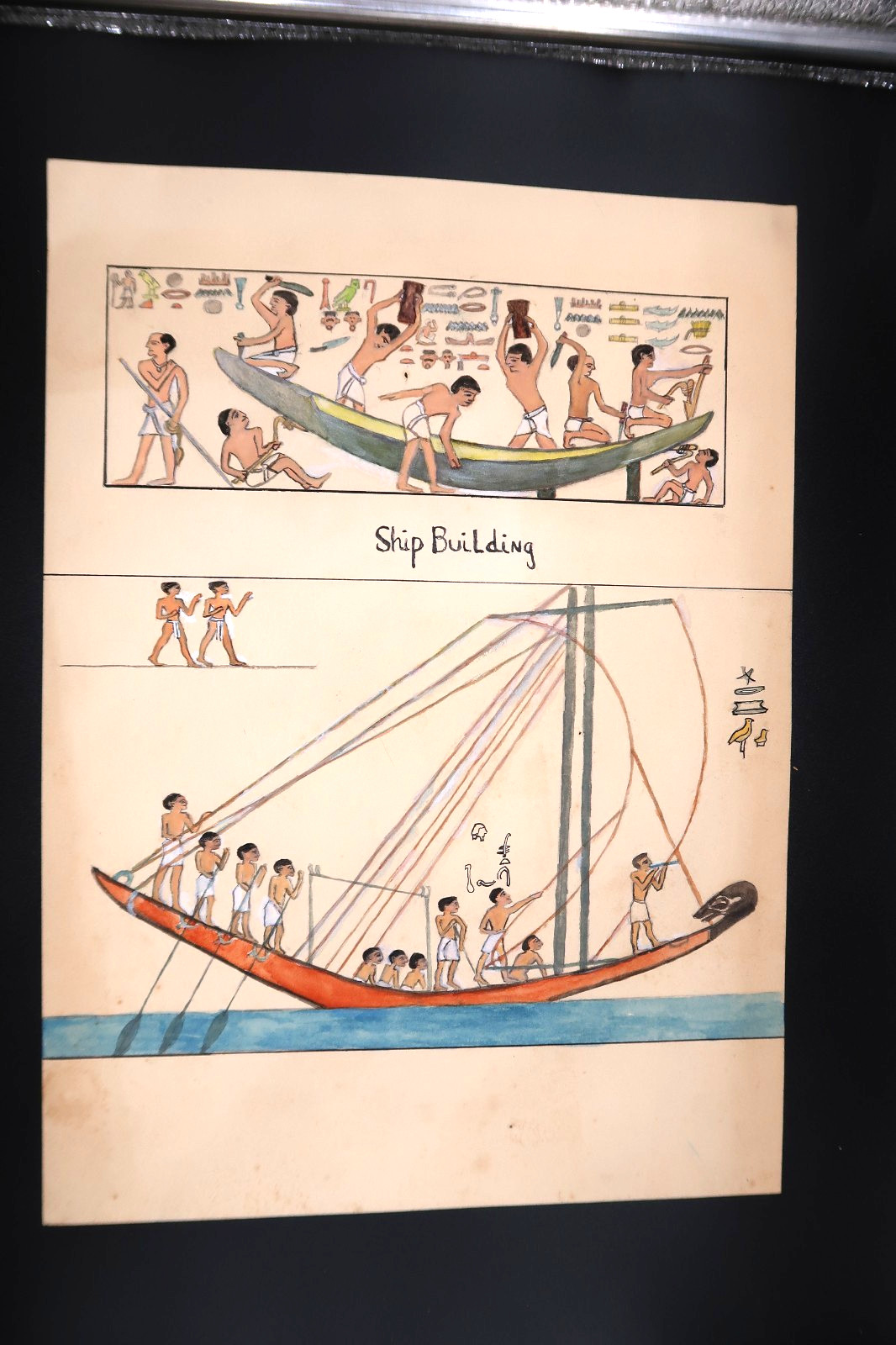 Vtg Art Egyptian Artwork Hand Colored Mabel Eaton Phillips Ship Building