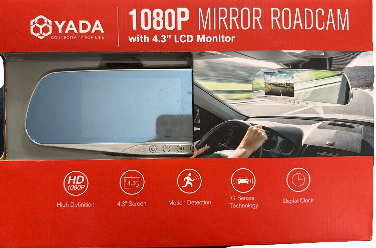 Mirror Roadcam 1080p HD & Rearview Mirror by Yada with 4.3” LCD Monitor A1