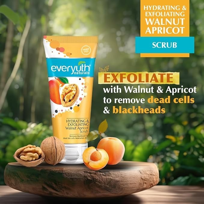 Everyuth Walnut Apricot Scrub 100g | Removes Blackheads | Hydrates | Free