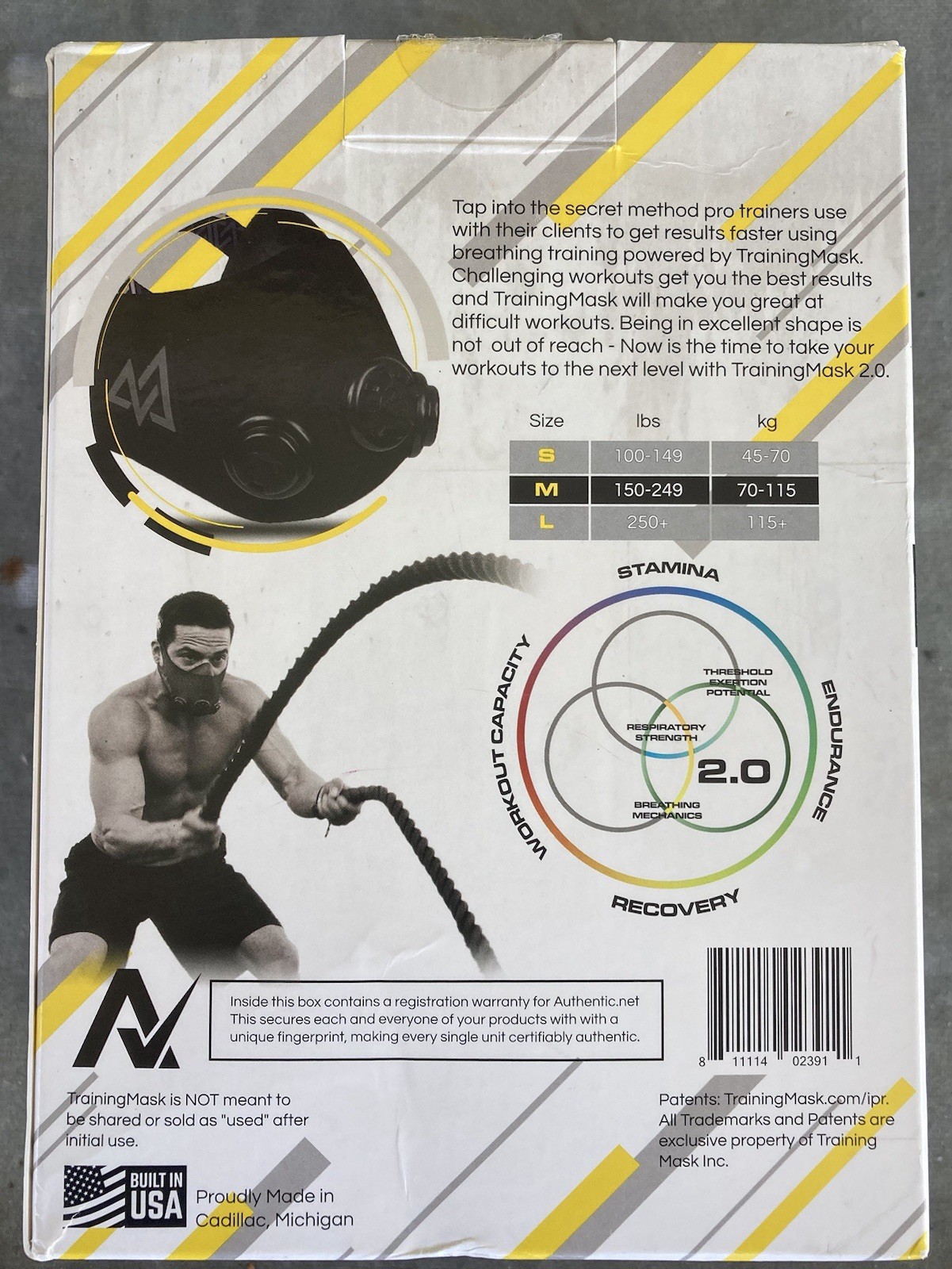 ELEVATION Training Mask Original 2.0 Workout Size MEDIUM 150 - 249 lbs