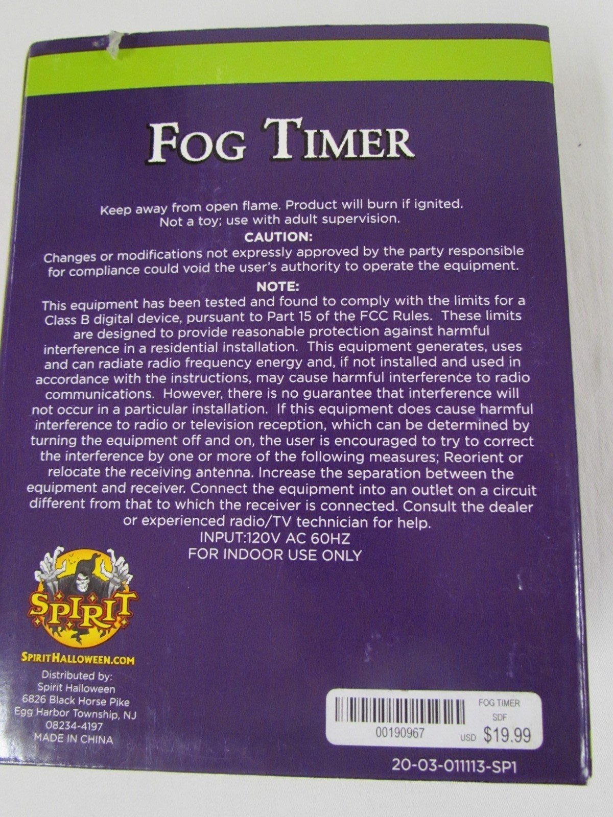 Spirit Halloween Fog Machine Timer Controller