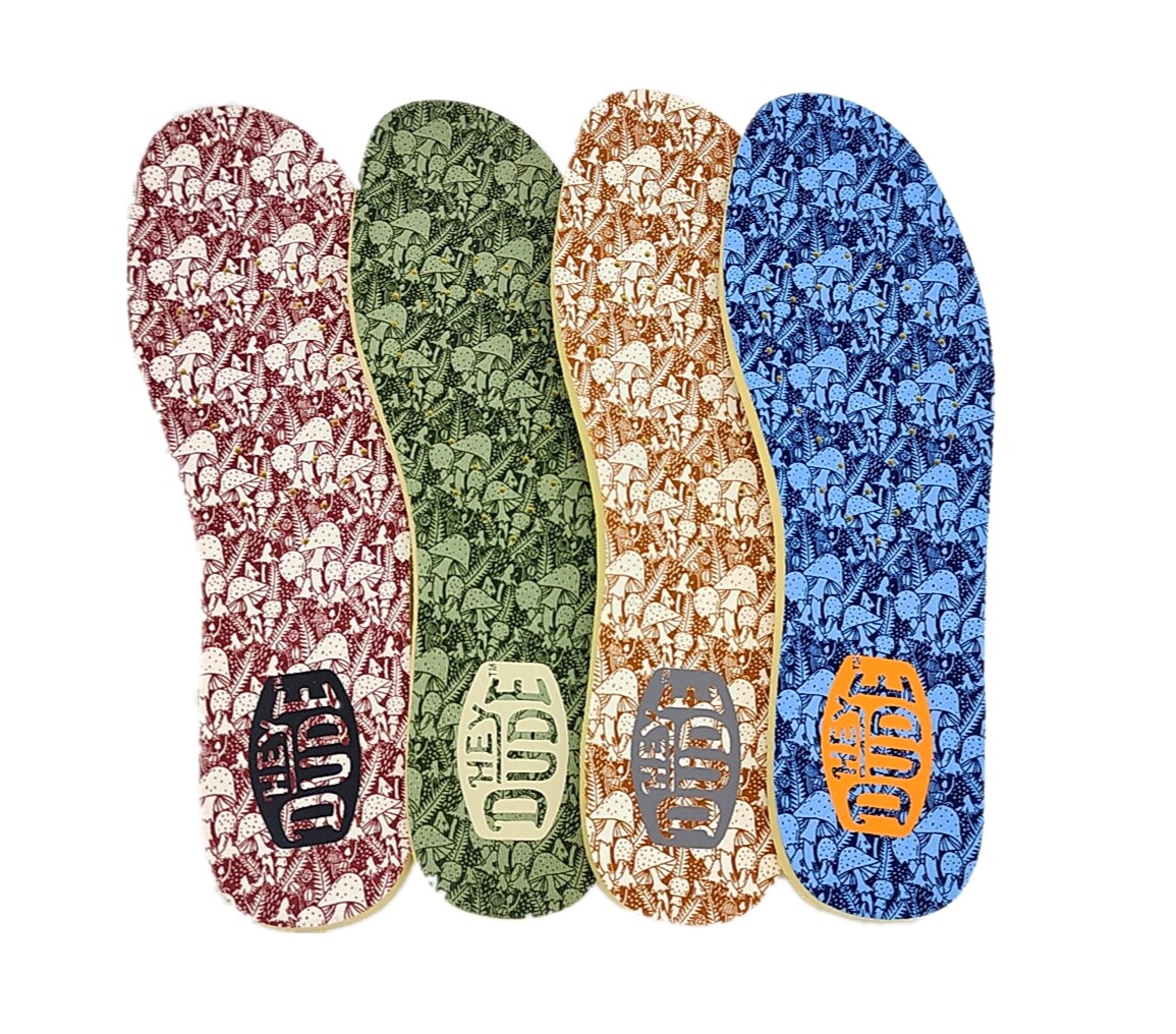 Hey Dude  Forest Plants Style Canvas Cushion Insoles Inserts Men Replacement