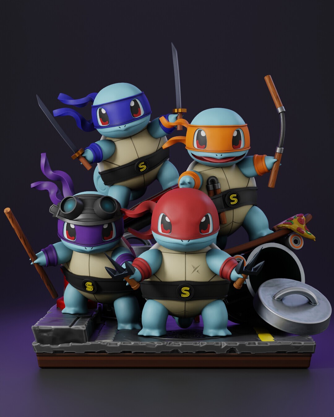 UNPAINTED Teenage Mutant Ninja Squirtle 3d Printed Model Kit