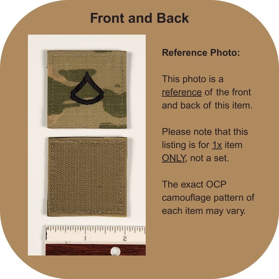 Private First Class (PFC) OCP Rank Patch U.S. Army Combat Uniform (ACU) Hook