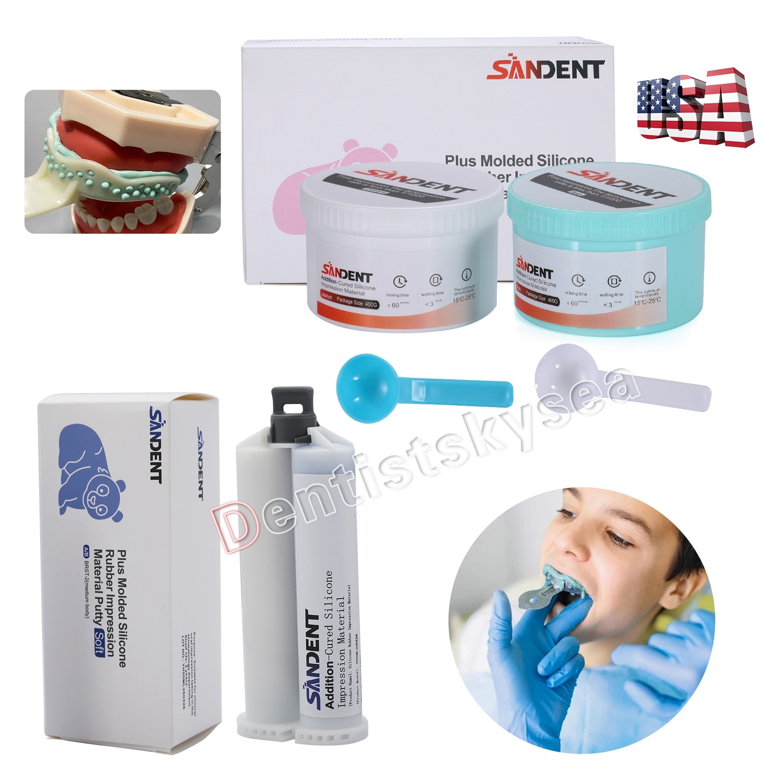 SANDENT Dental Impression Material Silicone Putty Medium/Heavy Body Fast Set