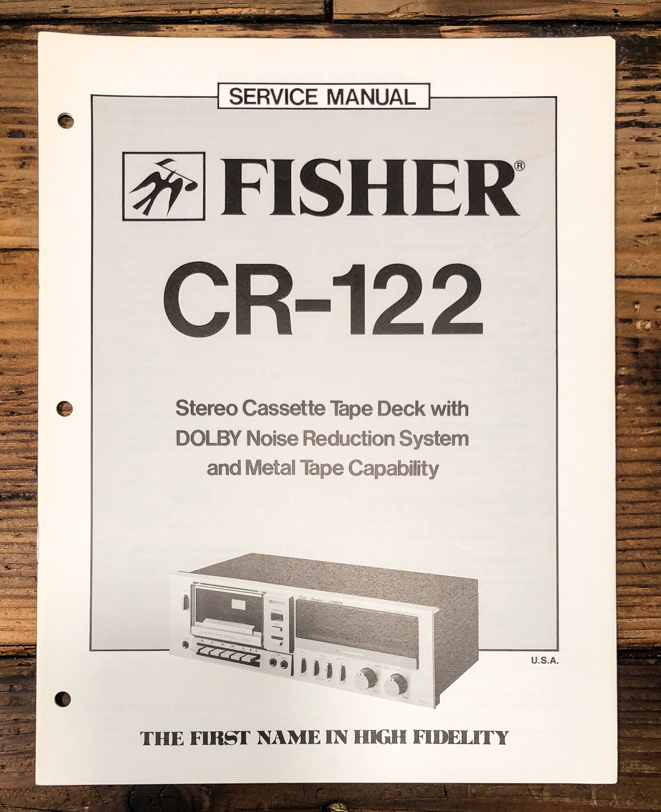 Fisher CR-122 Cassette Service Manual *Original*