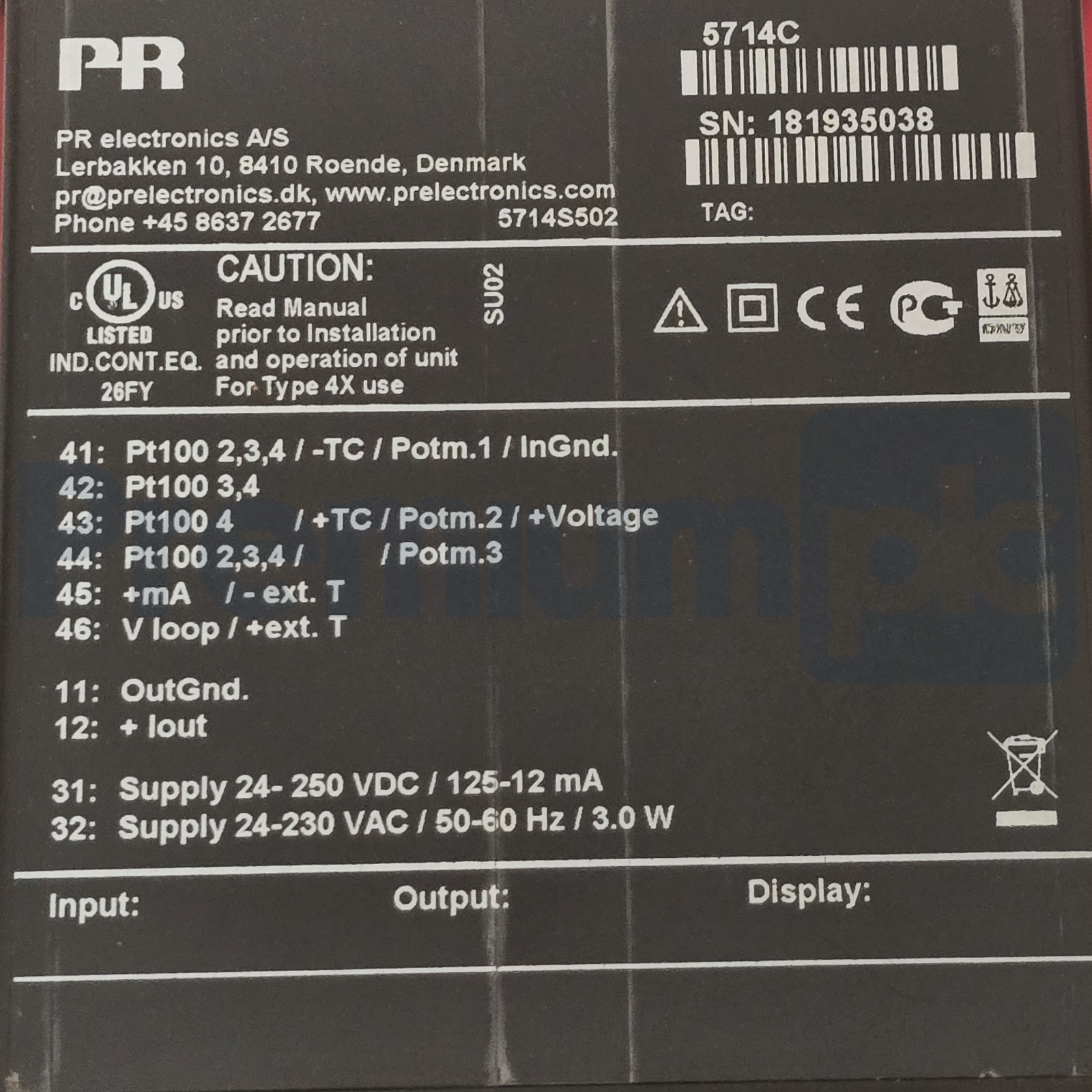 PR electronics 5714C Programmable LED Indicator 4-Digit 1/8 DIN 24-230VAC/DC NEW