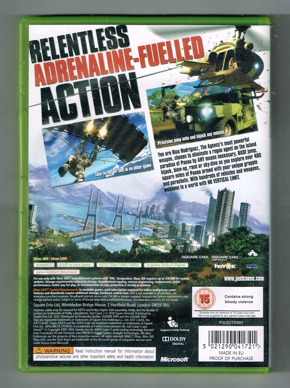 Just Cause 2 Microsoft XBOX 360 EMPTY CASE ONLY