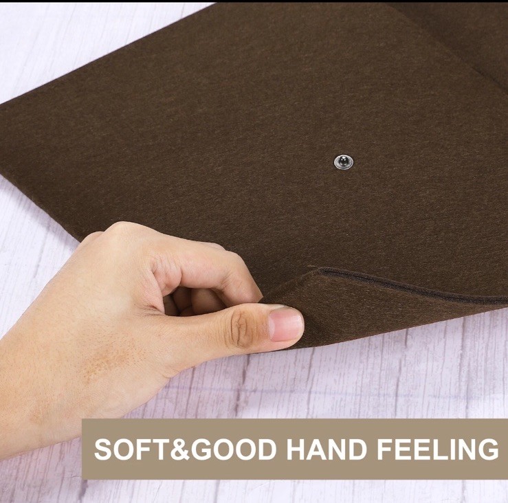 2Pcs Felt File Folders, Folder File Document with Button(Dark Brown/Black)