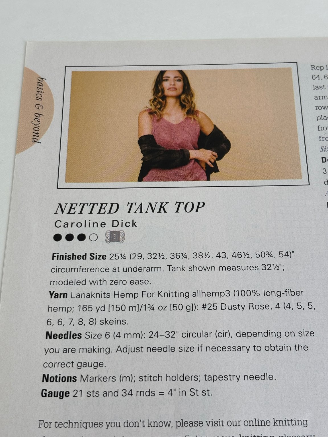 Interweave knitscene Netted Tank Top Knitting Pattern Spring Magazine Pages