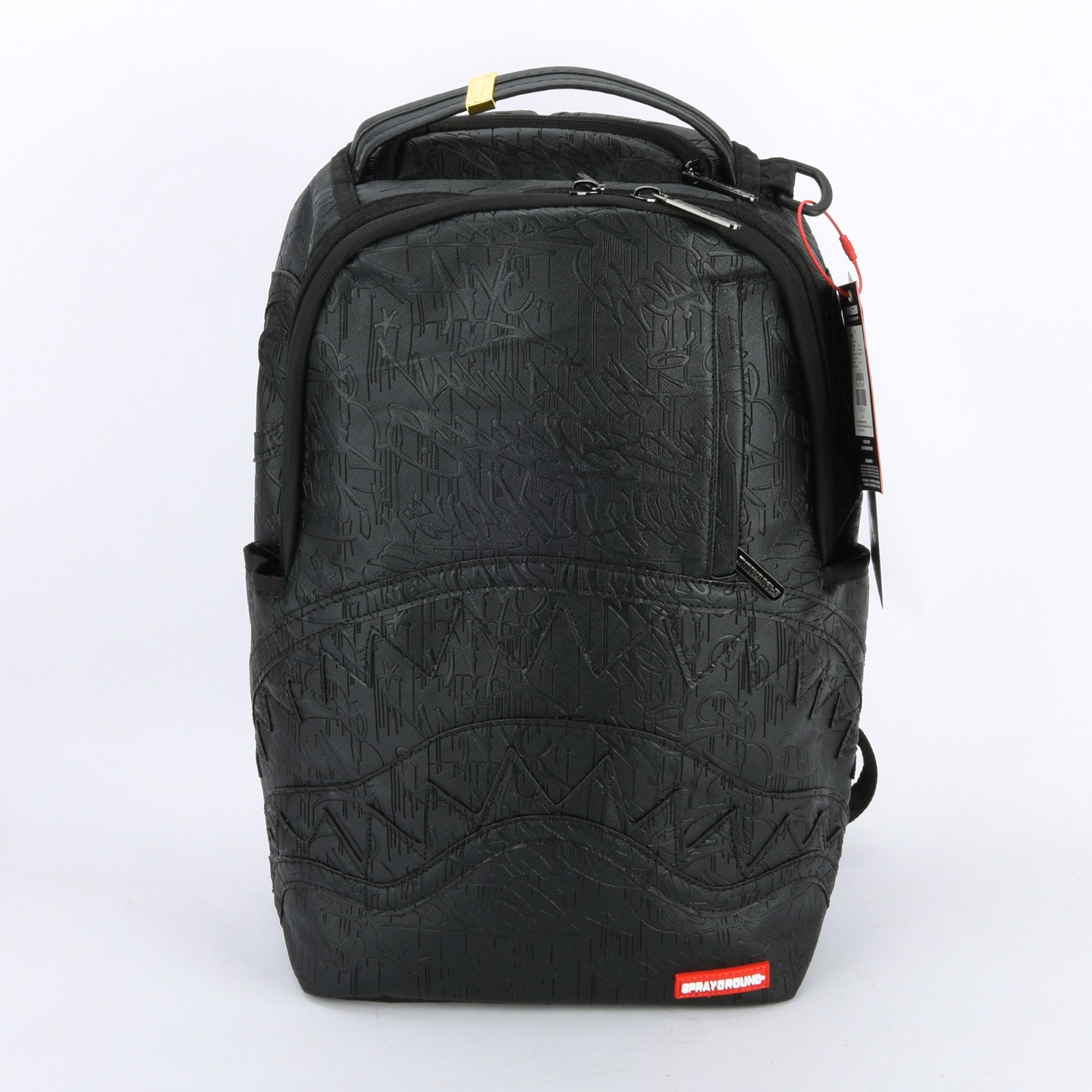 Sprayground Nightflight G800 Shark DLXV Leather Bag zipper Backpack Unisex Black