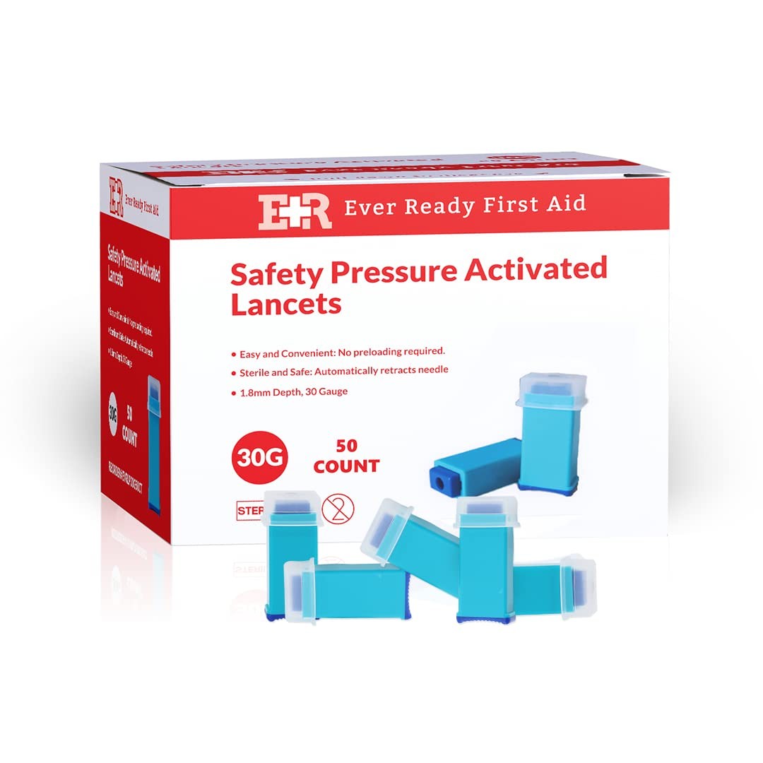 Ever Ready First Aid Safety Pressure Activated Lancets, Sterile Push Lancets...