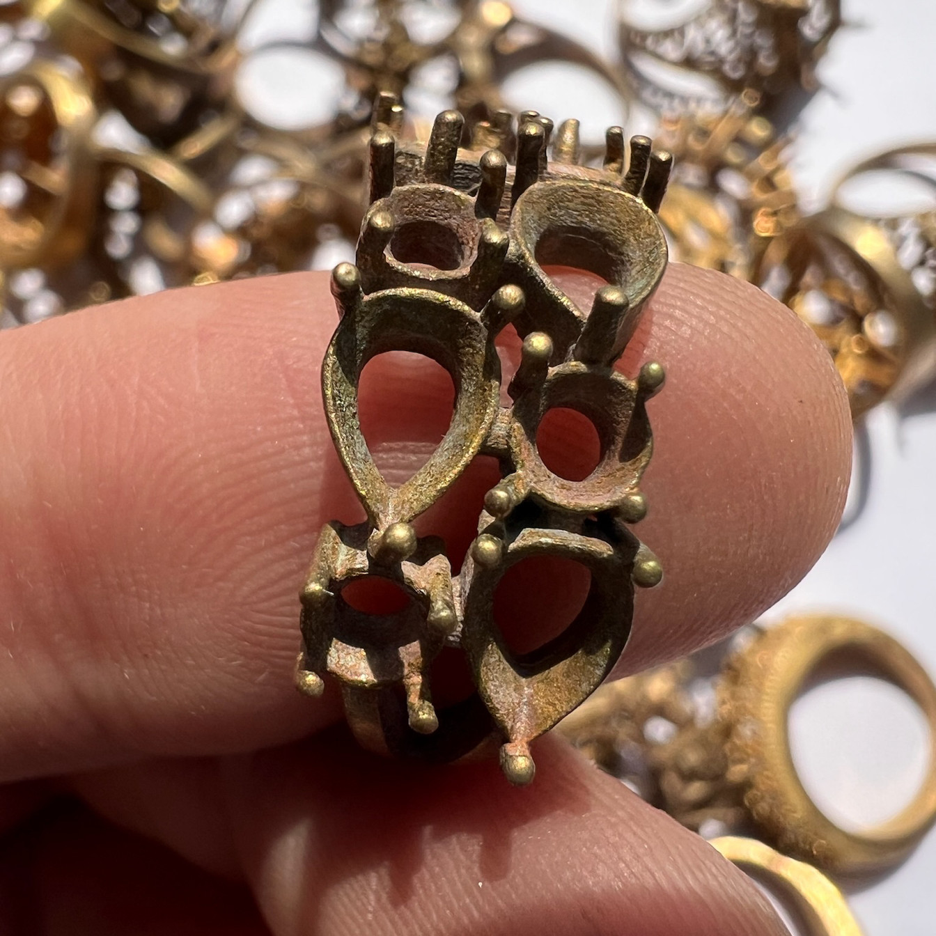 Brass Ring Blank Prong Setting Empty Base DIY Jewelry Crystal Gem Mount