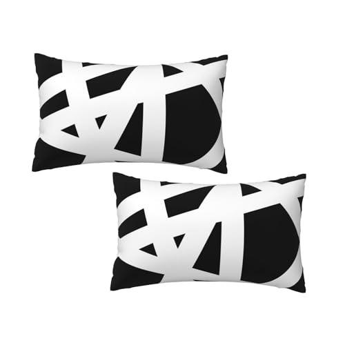 Black and White Pillow Covers 20" x 12" (Pack of 2) Black and White Striped