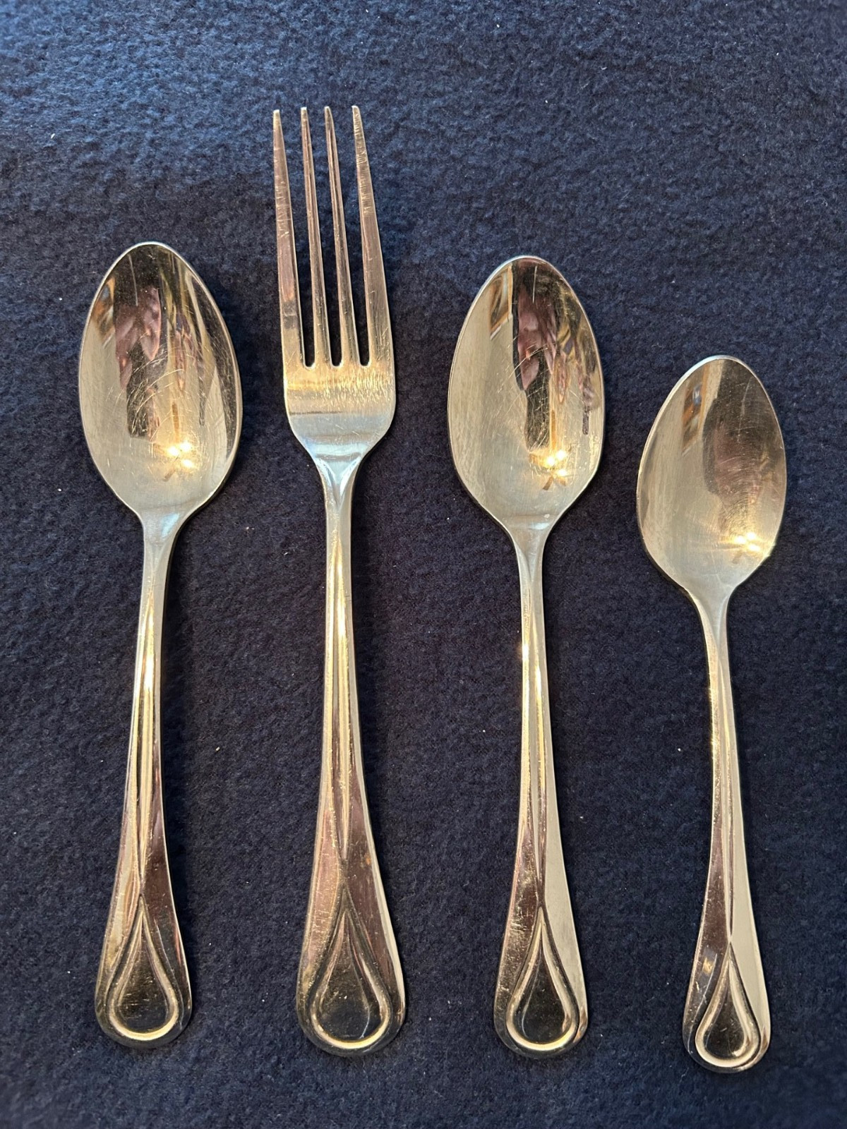 Gorham "Baywood" (teardrop) glossy stainless spoons and dinner fork 18/8