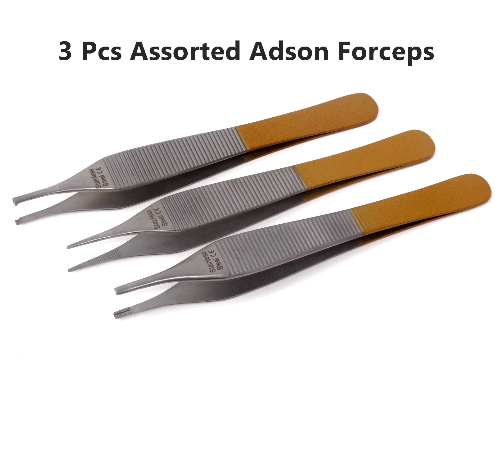 Adson Forceps 4.75" 1X2 Teeth Serrated Stainless Steel CE Surgical 3 Pcs Set