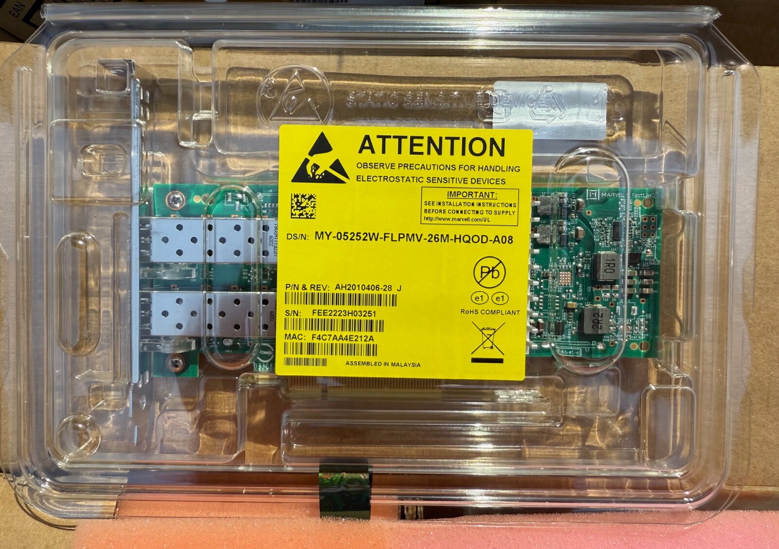 Dell Dual Port QLogic FastLinQ 41112 10Gb SFP+ Server Ethernet PCIe NIC 5252W