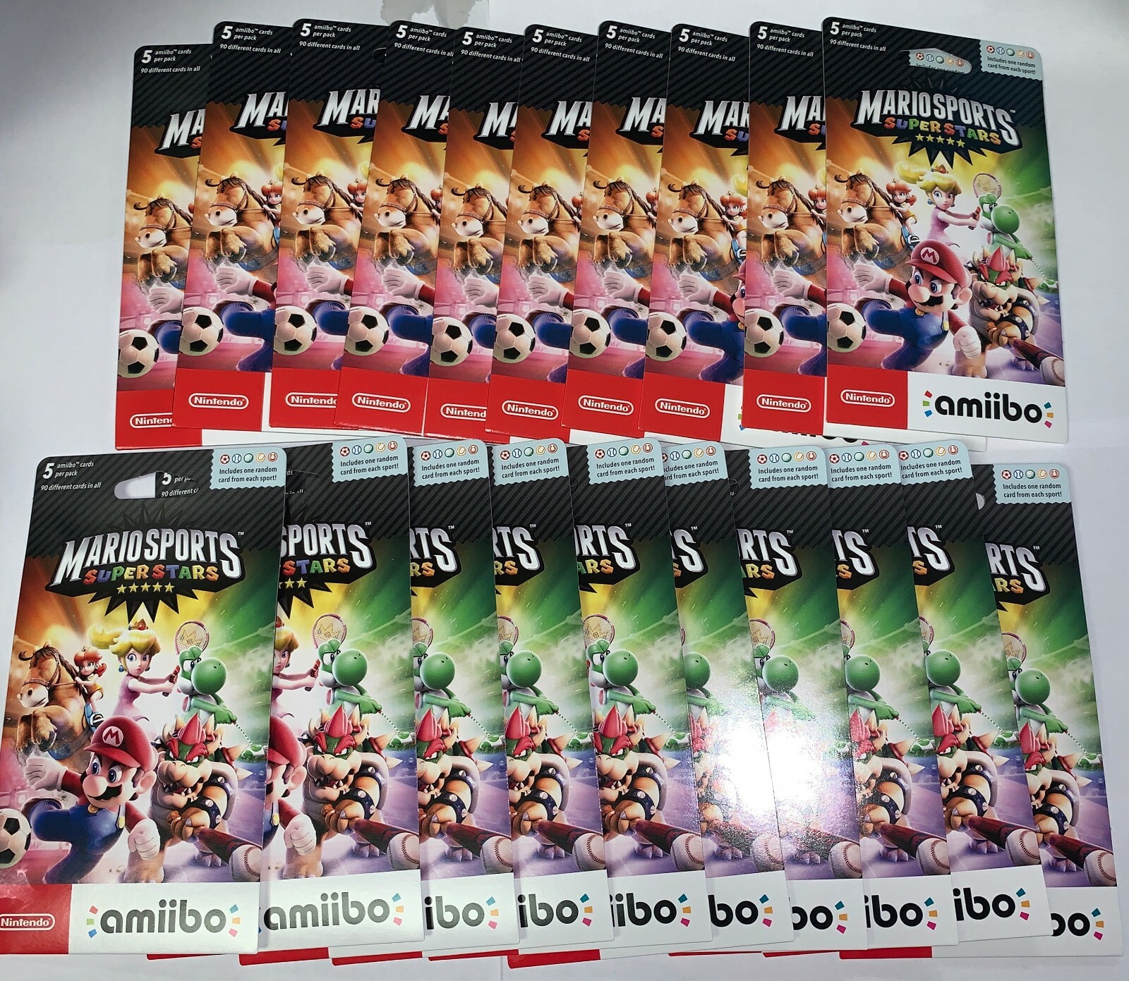 20 NEW  Packs Nintendo  Switch Amiibo Cards 100 Total Mario Sports Superstars
