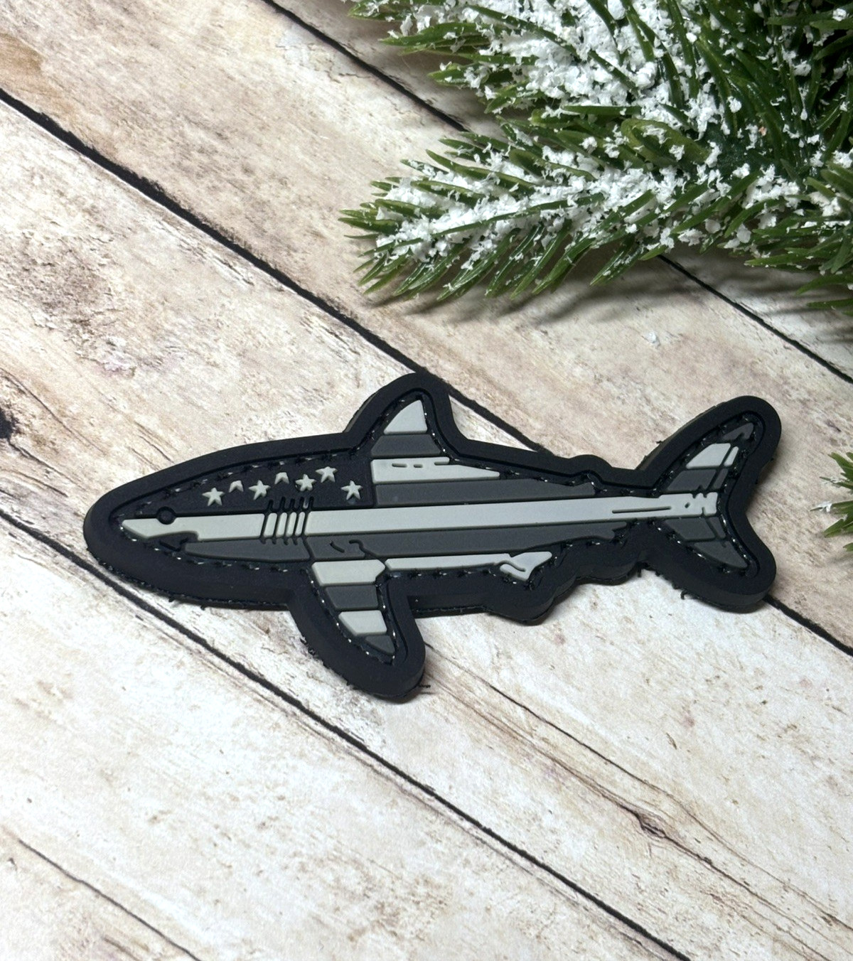 PVC Tactical Patch - Morale American Flag Shark Patch - Navy Shark Patch