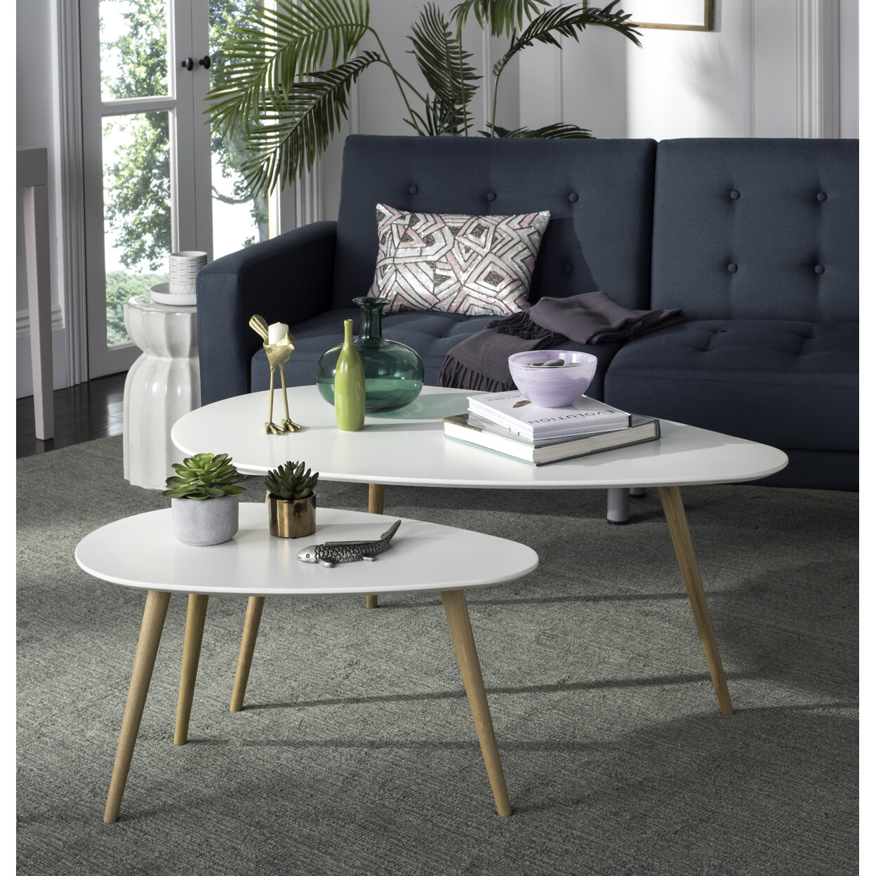 SAFAVIEH Saffron Spilt Coffee Table | White / Oak |