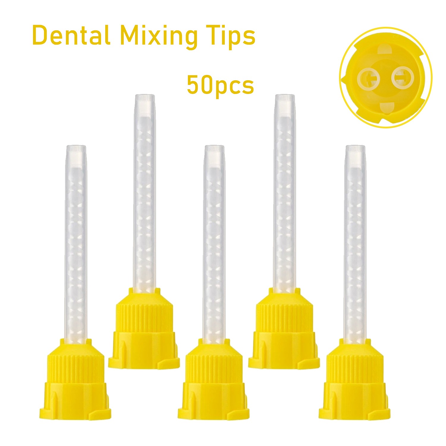 50Pcs Yellow Dental Impression Mixing Tips Disposable (FDA)