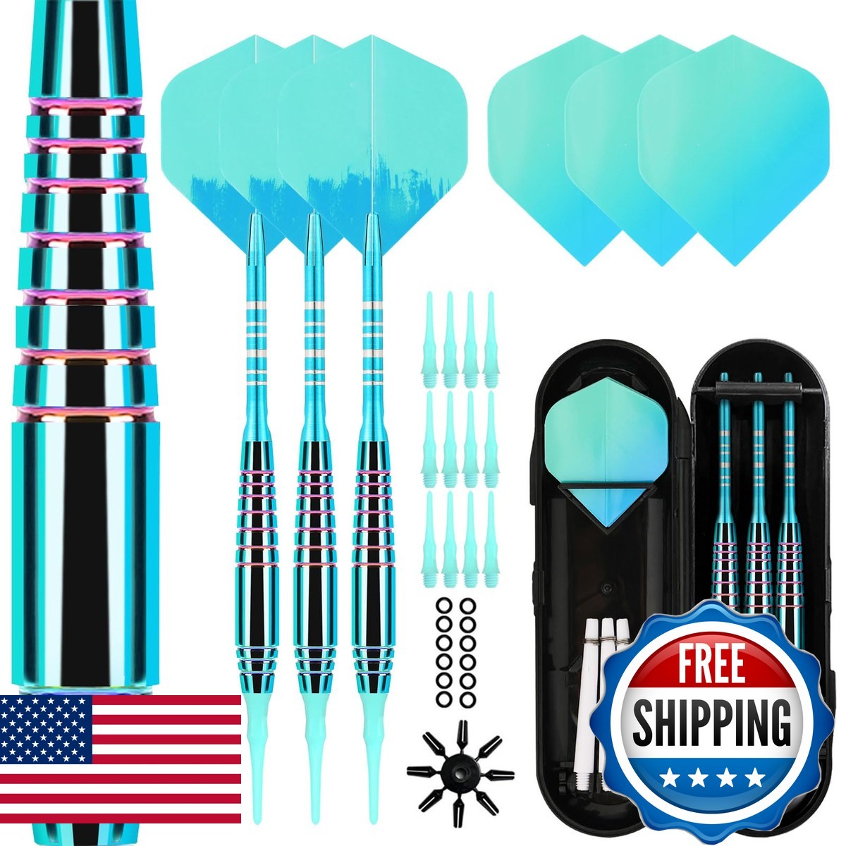 Lavishio Soft Tip Darts Set for Electronic Dartboard Aluminum Shafts 3 Flights