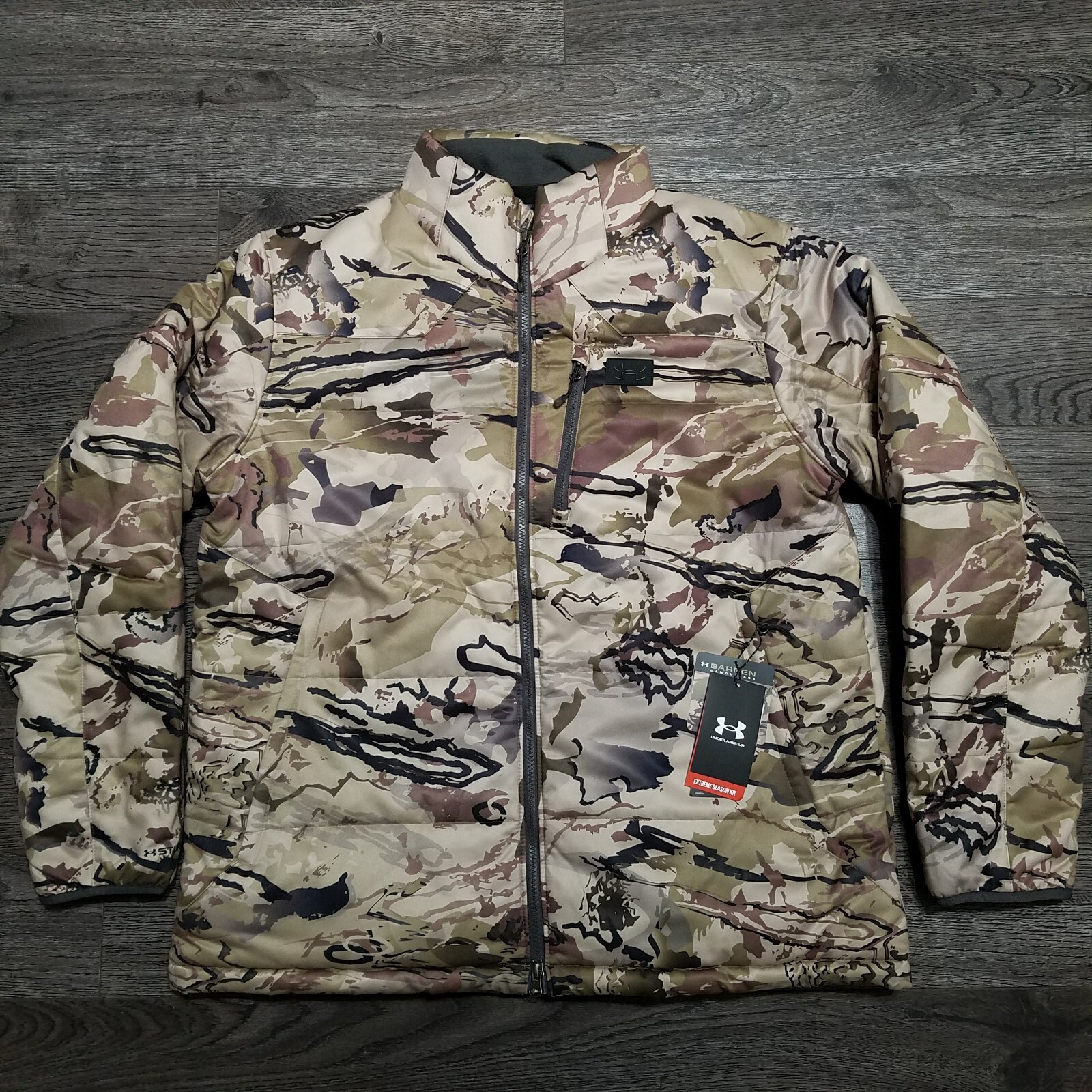 UNDER ARMOUR Timber Extreme Season Hunting Jacket Mens MEDIUM Barren Camo