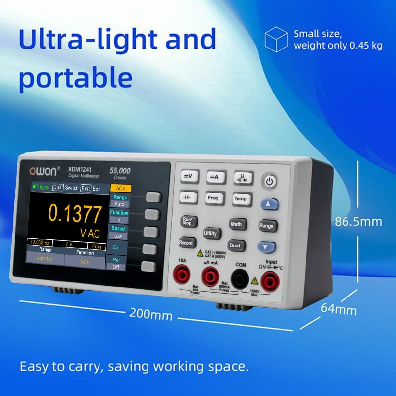 XDM1241 Mini Digital Multimeter with True RMS & LCD for Precision Testing