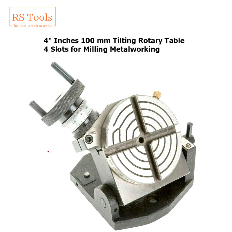 Rotary Table Tilting 4'' Inch 100 mm (4 slot) For Milling Machine USA RSTOOLS