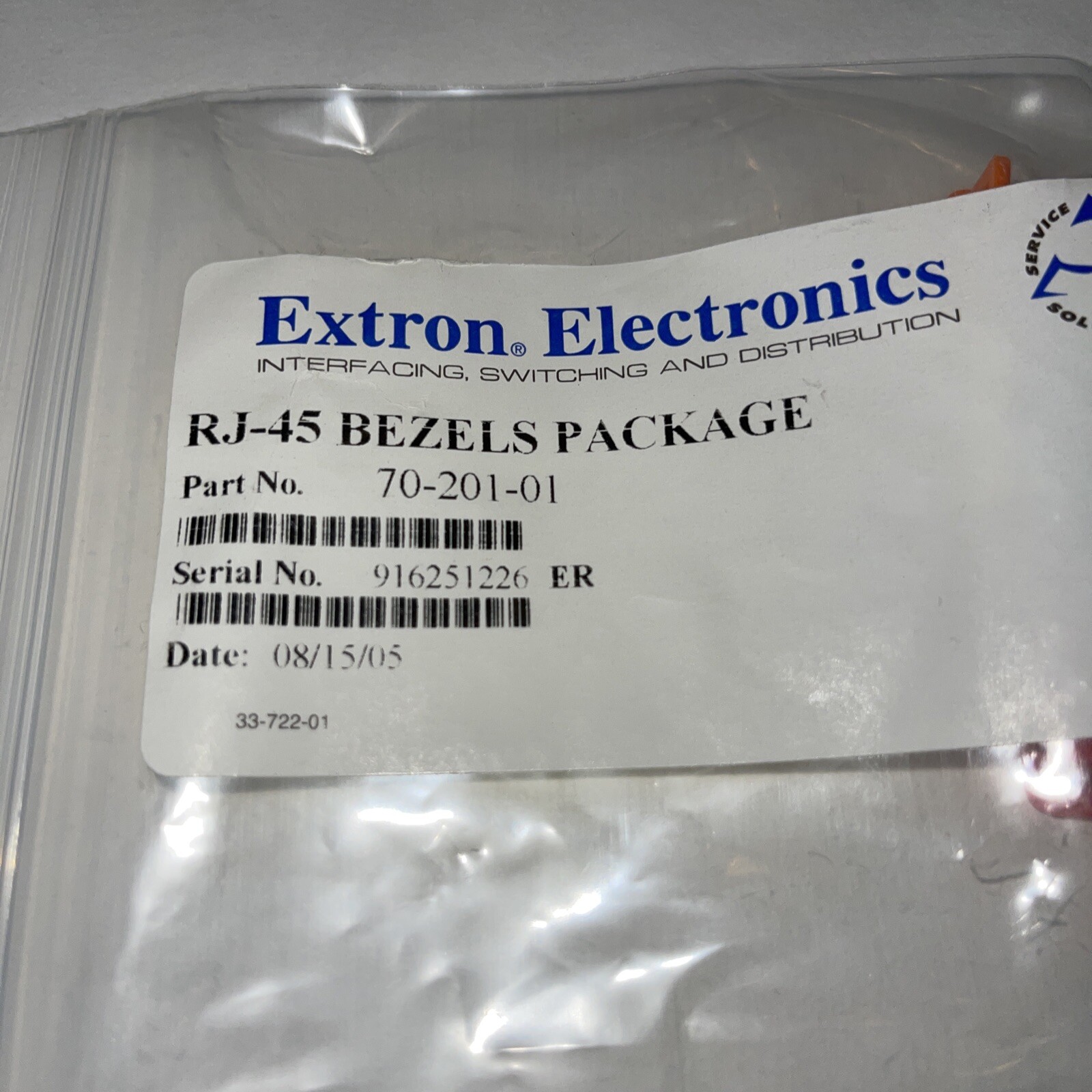 Extron RJ 45 Bezels Package 70-201-01 Lot Of 4 Packages New