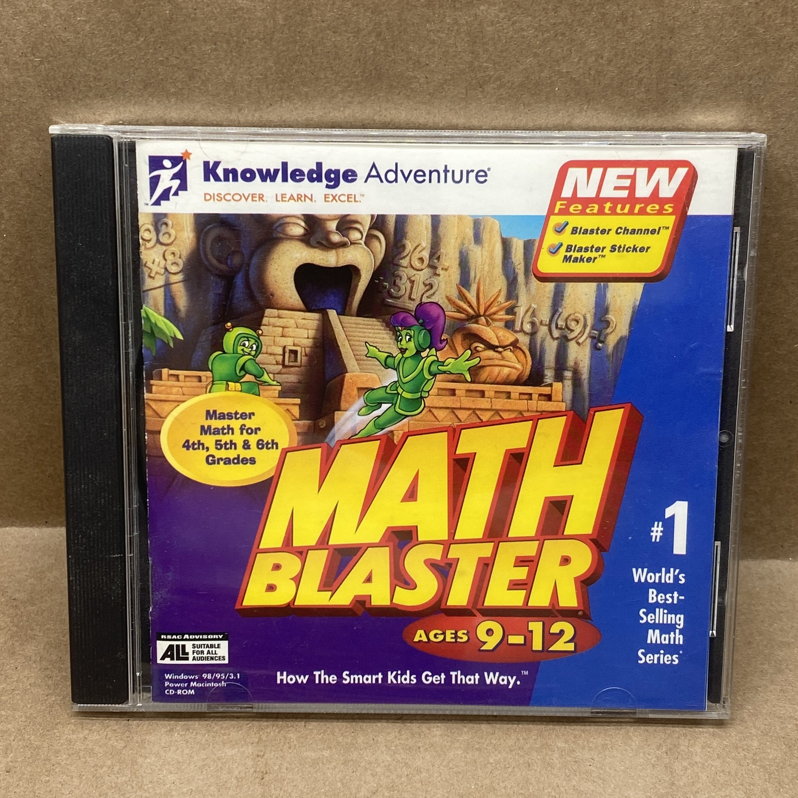 Math Blaster Ages 9-12 CD-ROM Knowledge Adventure Windows Mac Education Software