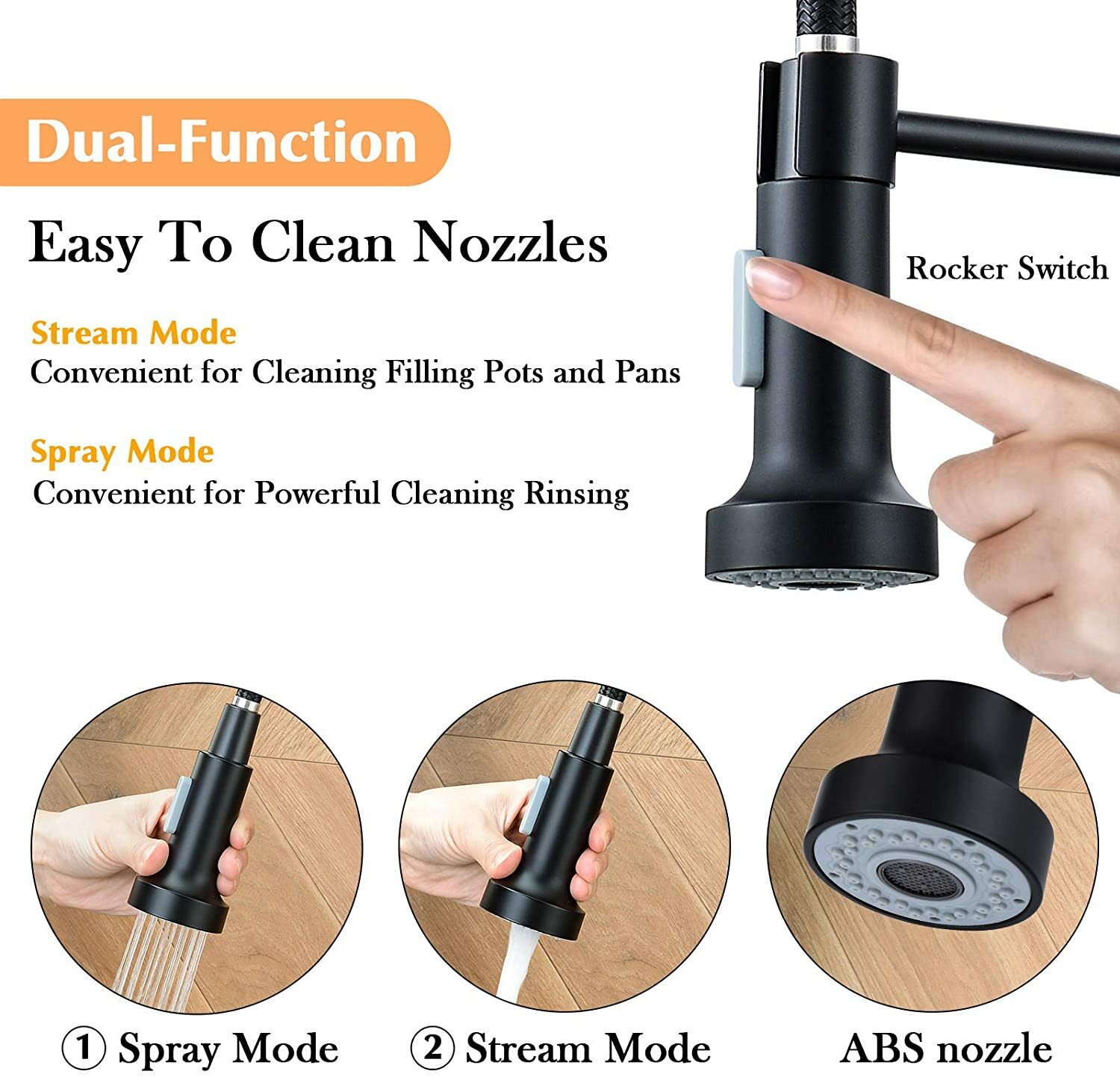 Matte Black Pull Down Kitchen Faucet with Sprayer Single Handle Sink Mixer Taps