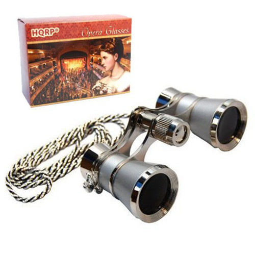 3x25 Theater Binocular w/ Crystal Clear Optic Platinum Pearl with Silver Chain
