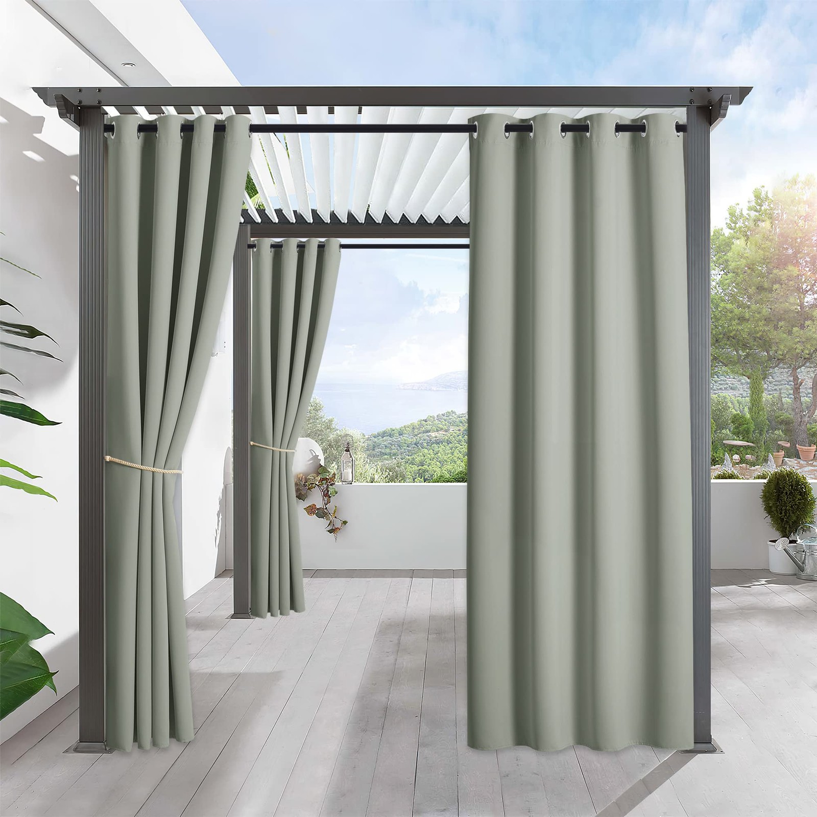 RYB HOME Outdoor Blackout Curtains - Waterproof, Thermal, UV Block | 52"x108" Se