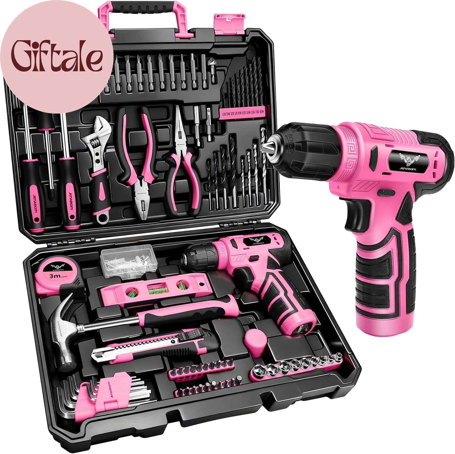 Tool Set - 8V Cordless Drill Set, 127 Piece Home Tool Set with Hand Drill, Tool