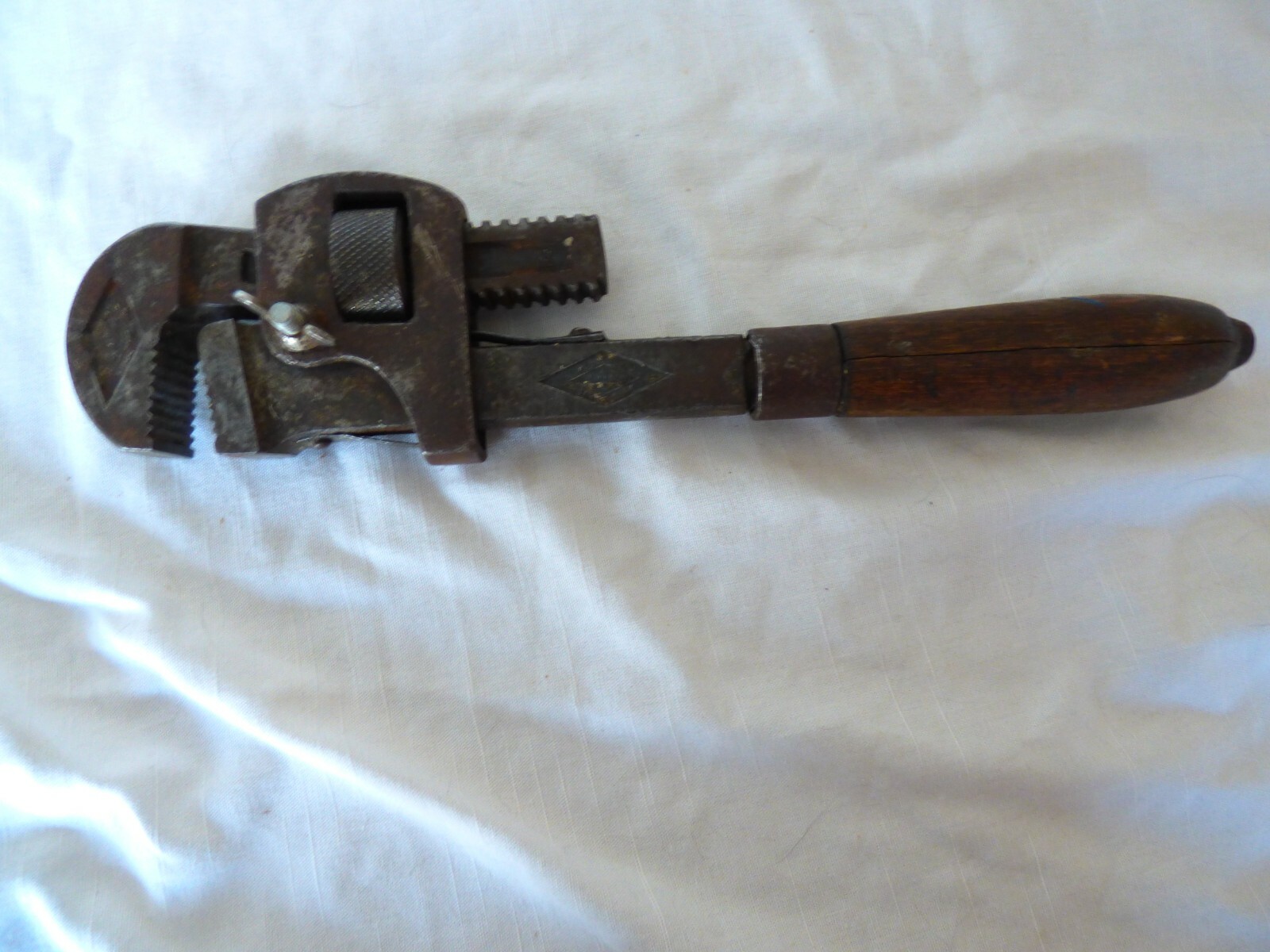 Vintage Wood Handle Stillson 12" Pipe Wrench By The Walworth Mfg. Co. Boston MA