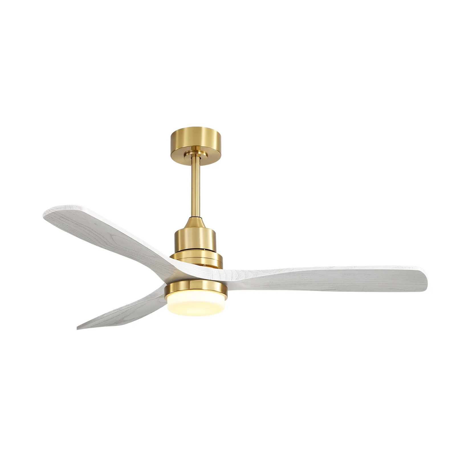 52" Ceiling Fan Dimmable Led Light 6 Speed Remote 3 Wood Blade Reversible Gold