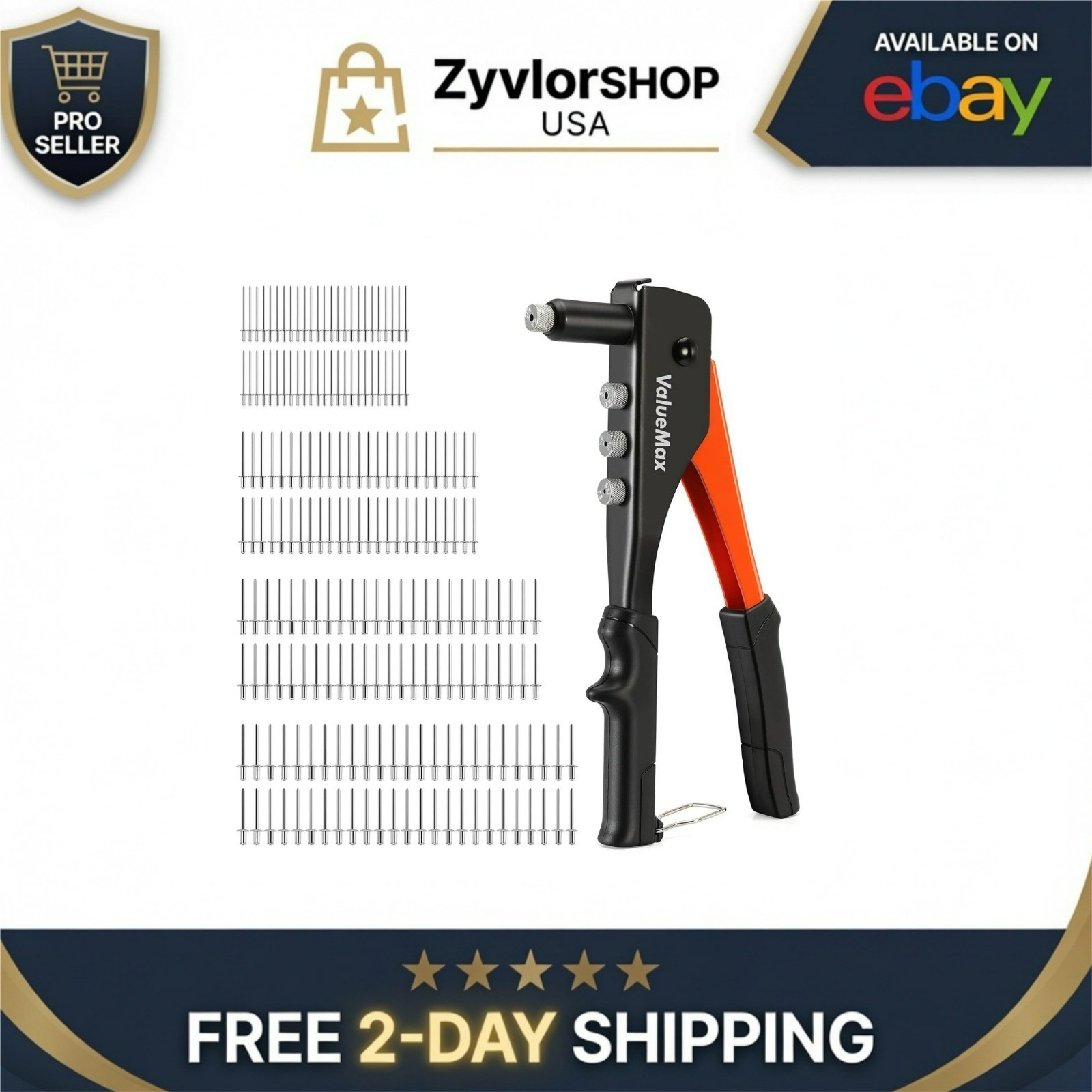 ValueMax 4-in-1 Hand Riveter Tool Kit with 200 Rivets
