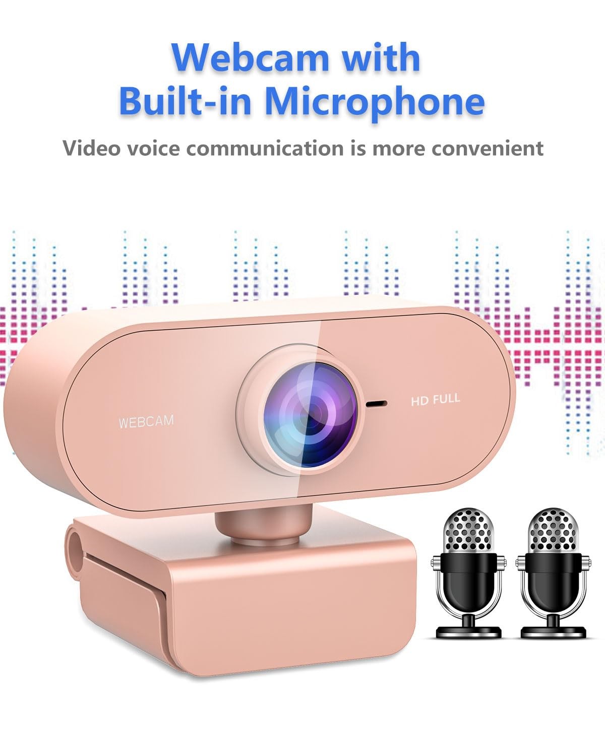 Webcam for PC&1080P HD Web Cam,Webcam with Microphone,Stand Pink