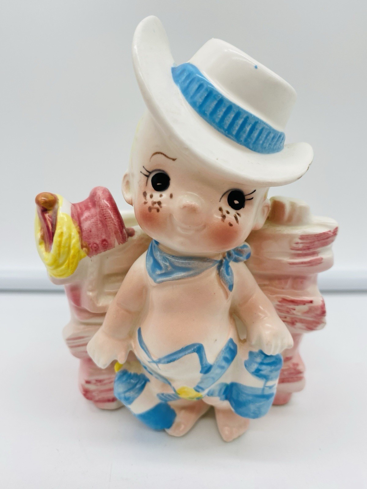 1960's Relpo Baby Cowboy Planter Trinket #5646 Nursery Bedroom