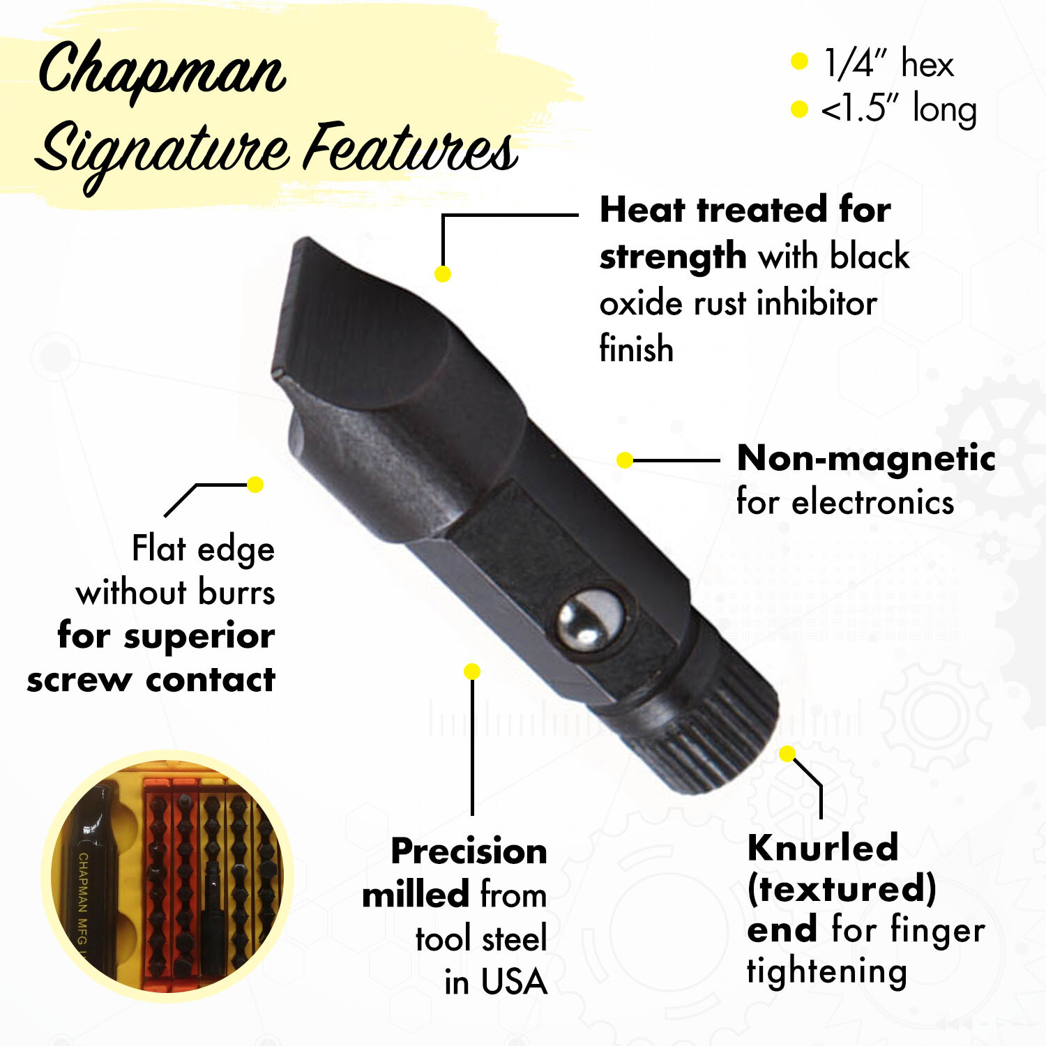 Chapman MFG Master Kit 5575 64 Part Screwdriver Set Mini Ratchet USA MADE