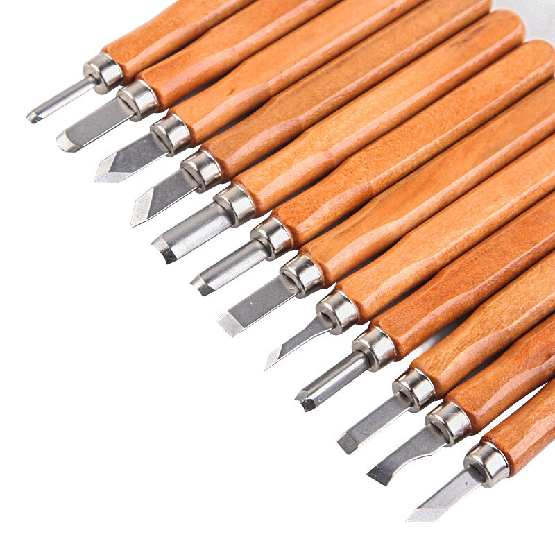 12Pcs Silver& Brown Carving Tools For Printmaking& Cork Carving W/ Storage Box