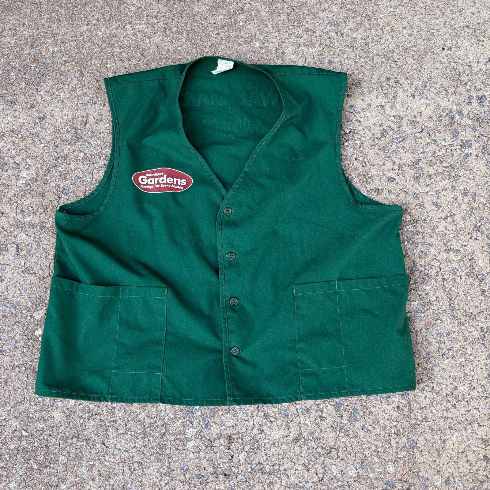 Walmart Garden Center Gardens Employee Uniform Vest Smock Vintage XL Green