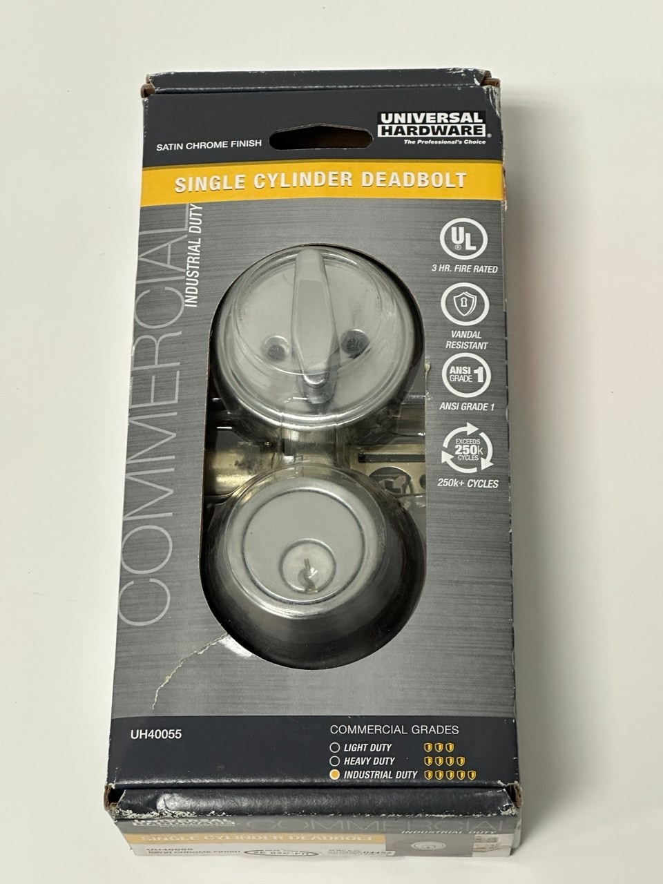 Single Cylinder Deadbolt Satin Chrome Finish Universal Hardware UH40055 ANSI 1