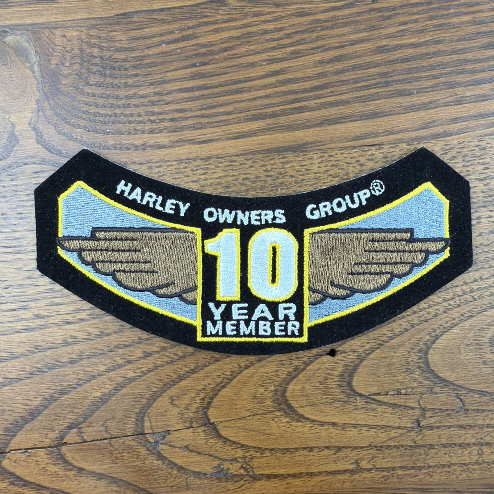 Harley Davidson HOG 10 Year Membership Embroiled Patch Velvet
